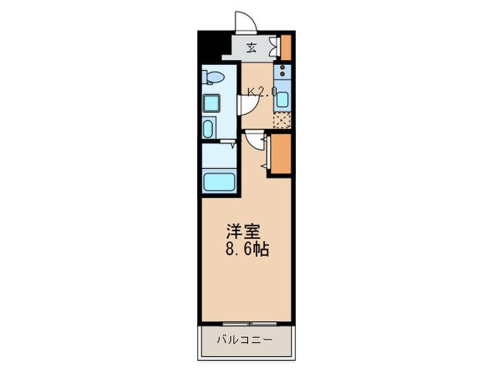 GENOVIA桜上水SKYGARDEN(1K/2階)の間取り写真