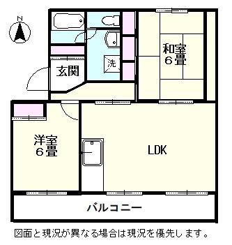 コーポサンライズA棟(2LDK/1階)の間取り写真