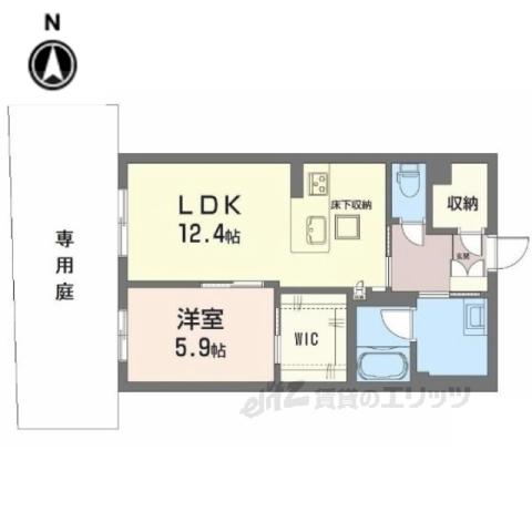 シャーメゾン上松屋町(1LDK/1階)の間取り写真