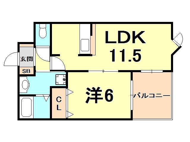 ア・コテ・ドゥ・シェヌ夙川(1LDK/3階)の間取り写真