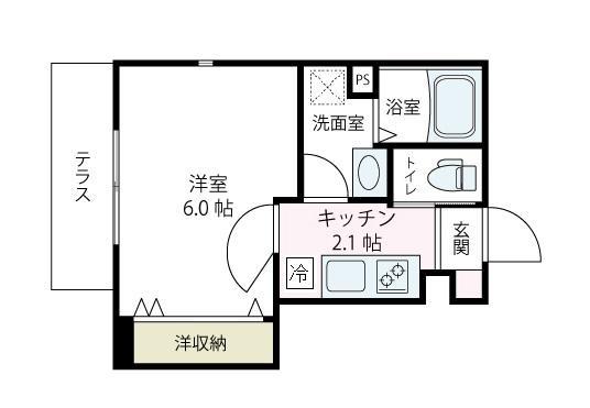 ハレマハナ(1K/1階)の間取り写真