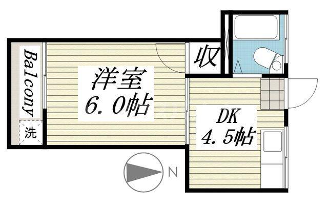 南流山ハイツ(1DK/2階)の間取り写真