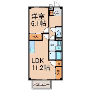 セディアス1(1LDK/2階)の間取り写真