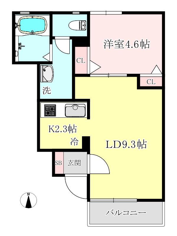 ホープさくら(1LDK/1階)の間取り写真