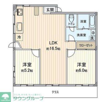 真和ハイツ(2LDK/1階)の間取り写真