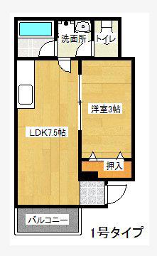 ドリームパレス愛宕B(1DK/3階)の間取り写真