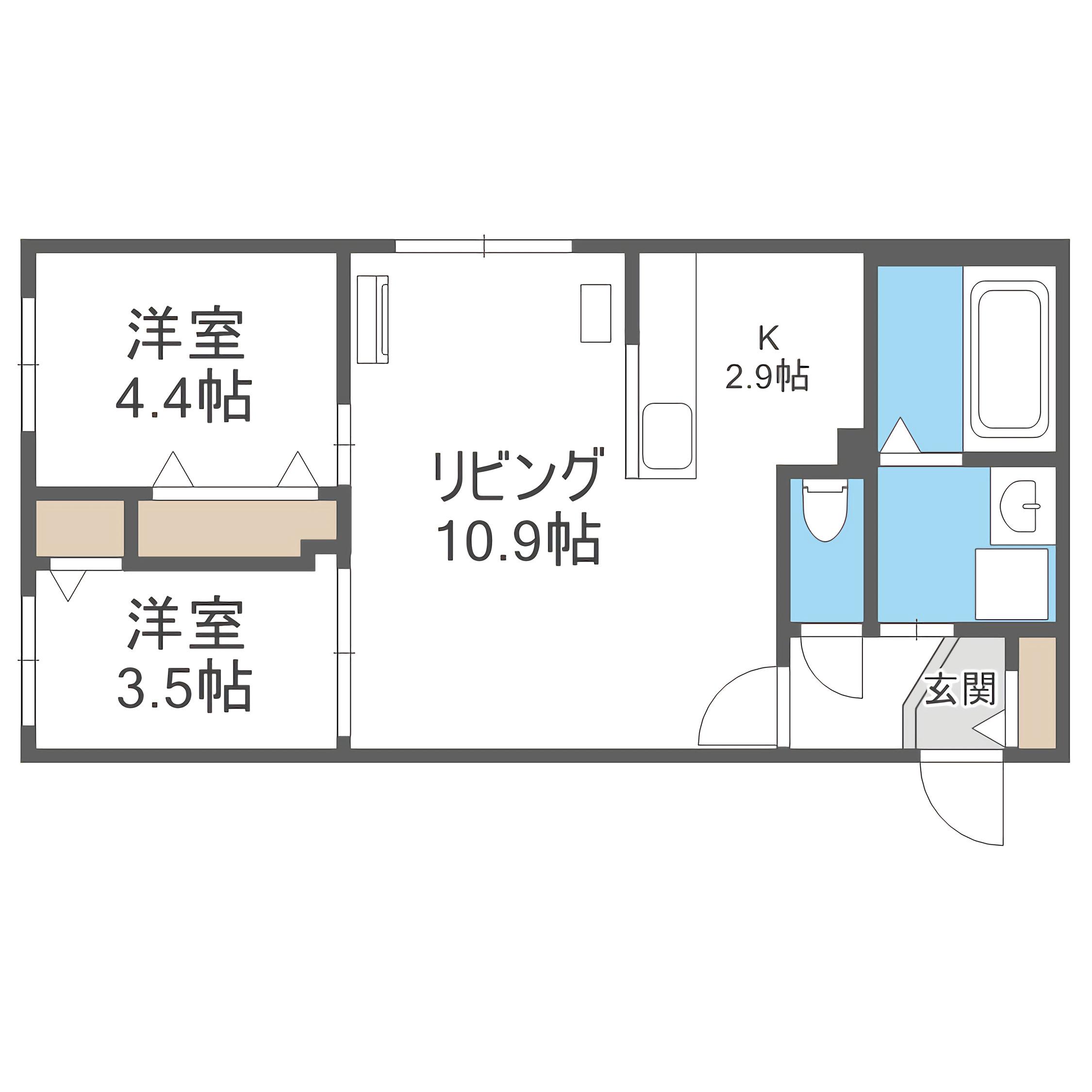 MONTAGNE南9条(2LDK/2階)の間取り写真