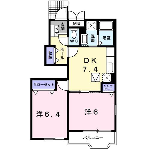 ボア コリーヌ(2DK/1階)の間取り写真