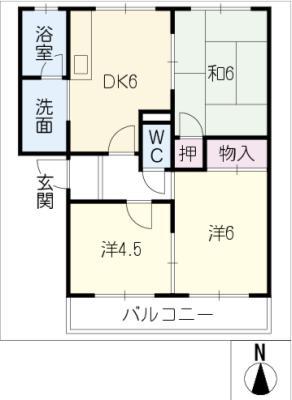 サンハイム鈴木(3DK/1階)の間取り写真