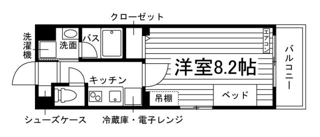 STARSHIP岡山大和町(1K/5階)の間取り写真