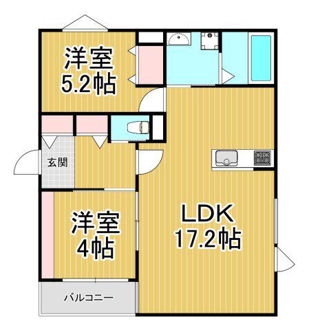リブレメゾン花園町1(2LDK/2階)の間取り写真