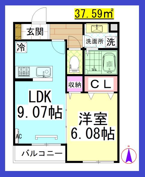 DL蒼の杜 空 (1LDK/2階)の間取り写真