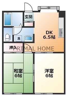 ルミエール子安台(2DK/2階)の間取り写真