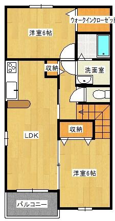 ダイアモンド・シャイン・ハピネス(2LDK/2階)の間取り写真