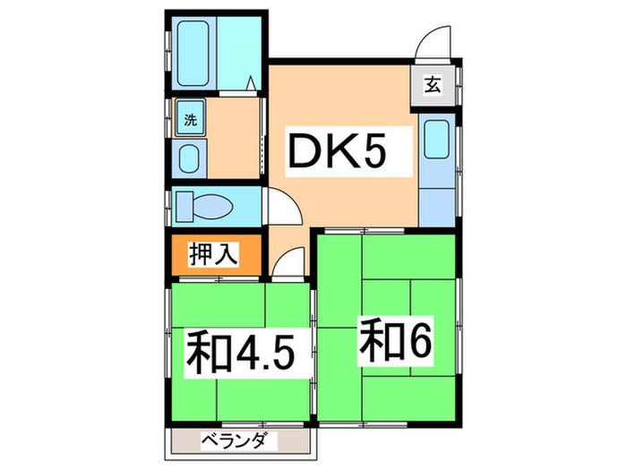 コーポ清水(2DK/2階)の間取り写真