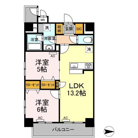 都営三田線 西台駅 徒歩9分 7階建 築6年(2LDK/7階)の間取り写真