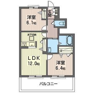エコルド ソレイユ B棟(2LDK/1階)の間取り写真