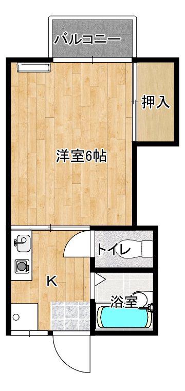 アミティハウスB(1K/2階)の間取り写真
