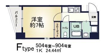 グランドパレス大宮五条(1K/8階)の間取り写真