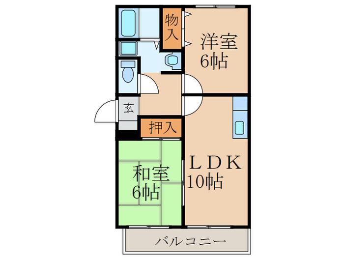 グランドゥールマツオカ(2LDK/2階)の間取り写真