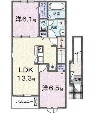 フルムーン(2LDK/2階)の間取り写真