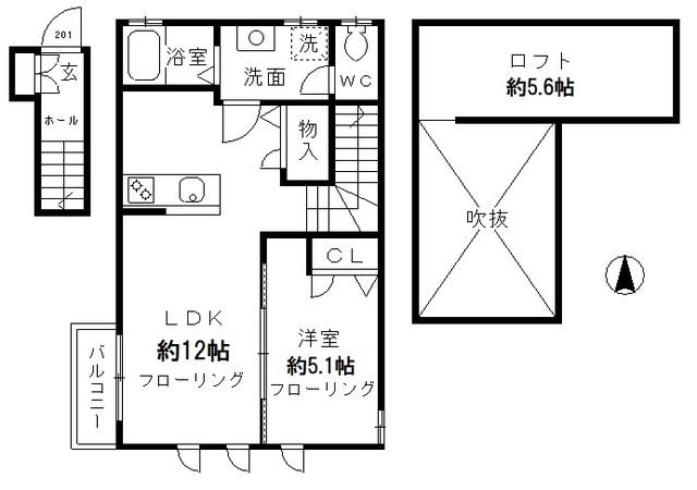 DM深沢2167(1LDK/2階)の間取り写真