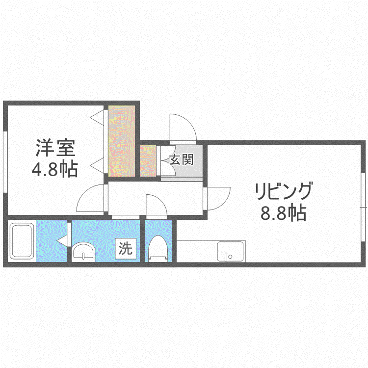エミール宮の沢(1LDK/2階)の間取り写真