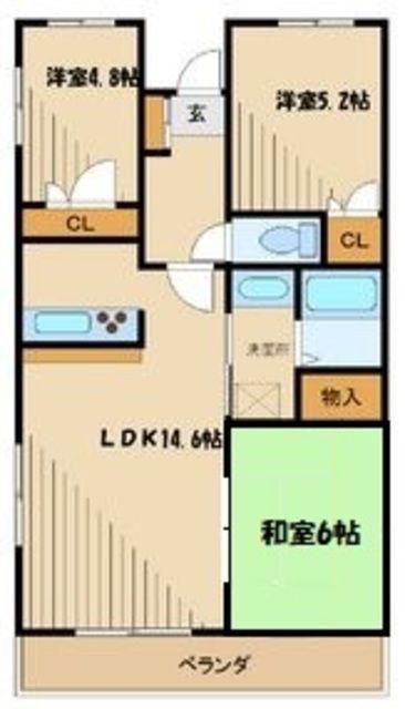 サザントゥリー東林間(3LDK/3階)の間取り写真