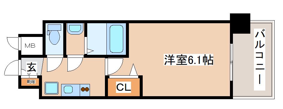 プレサンス神戸マリエント(1K/3階)の間取り写真