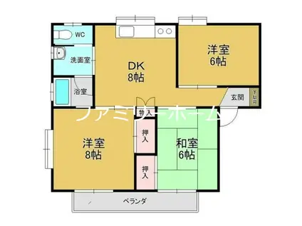 旭ガーデンテラス(3DK/2階)の間取り写真