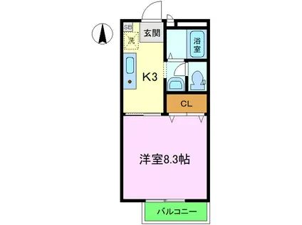 リヨンドール桂(1K/1階)の間取り写真