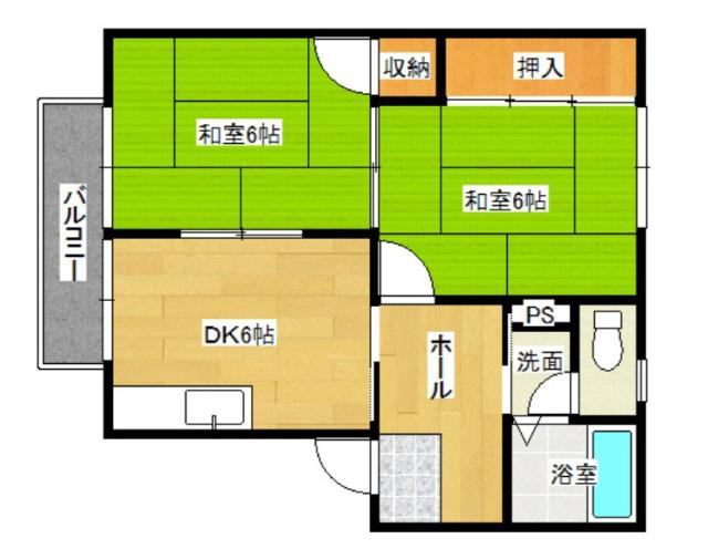 エステートピア戸坂(2DK/2階)の間取り写真