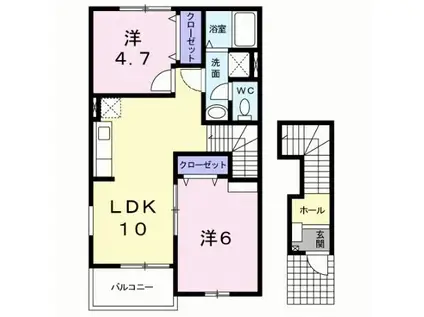 エスポワール II(2LDK/2階)の間取り写真