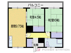 長橋ハイツ(2LDK/3階)の間取り写真