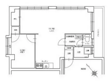 落合第2ビル(1LDK/4階)の間取り写真