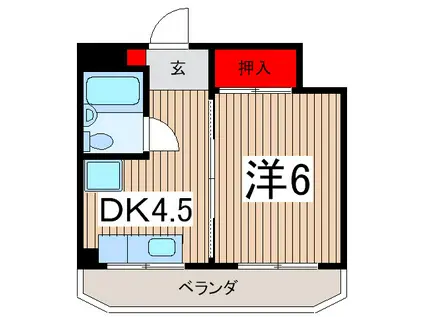 スナタハイツアライ(1DK/2階)の間取り写真