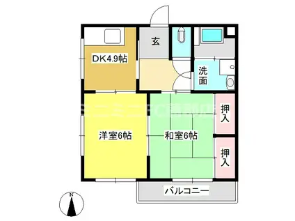 荒子ハウス(2DK/2階)の間取り写真