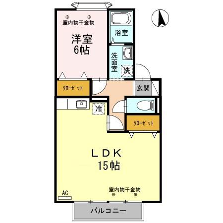 マーヴェラス諸江(1LDK/2階)の間取り写真