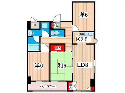 リバ・オール(3LDK/4階)の間取り写真