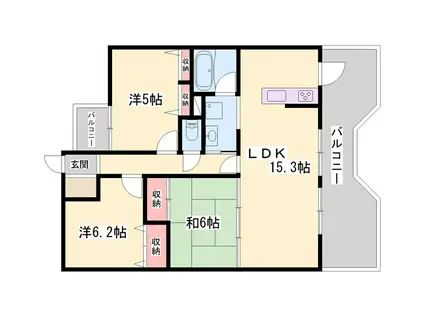 グレーシィ加古川(3LDK/6階)の間取り写真