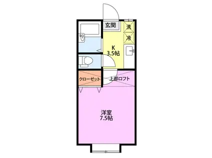 プレジオ新潟坂井(1K/1階)の間取り写真