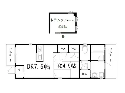 小野マンション(1DK/3階)の間取り写真