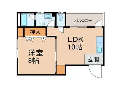 青木ビル(1LDK/2階)の間取り写真