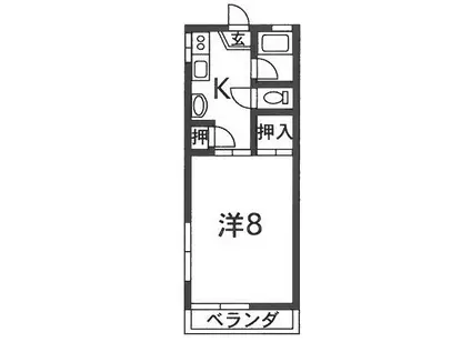 第二知井ハイツ(1K/2階)の間取り写真