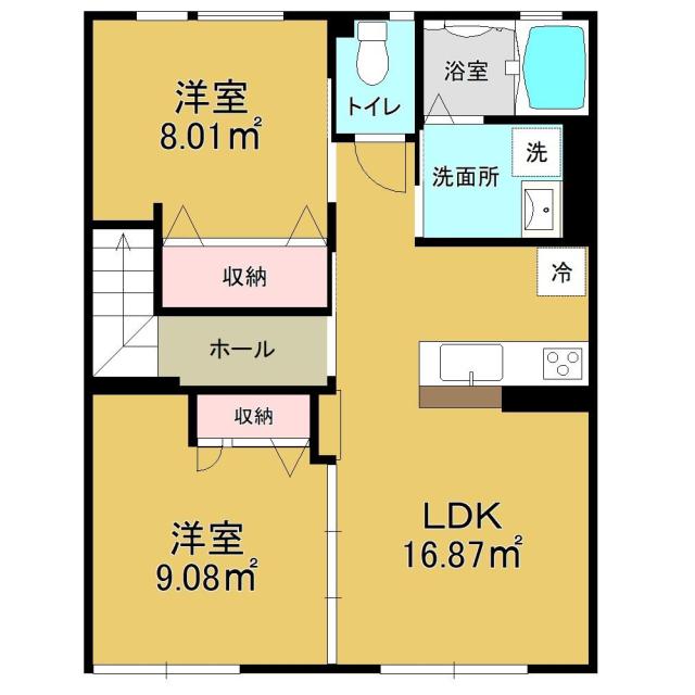エターナルA棟(2LDK/2階)の間取り写真