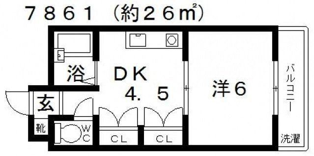 マツダ21天美(1DK/1階)の間取り写真