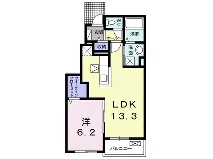 グランディールIII(1LDK/1階)の間取り写真