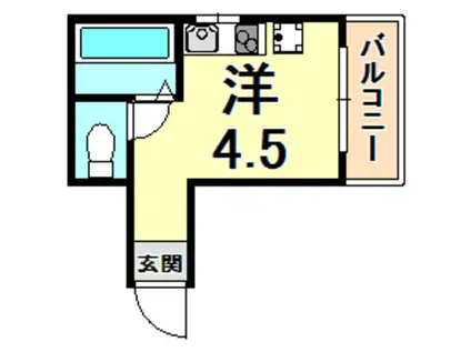 アンジョリジャルダン門戸厄神(ワンルーム/3階)の間取り写真