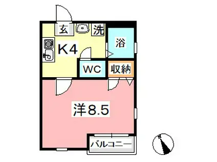 TAKEYARIハイツ II(1K/3階)の間取り写真