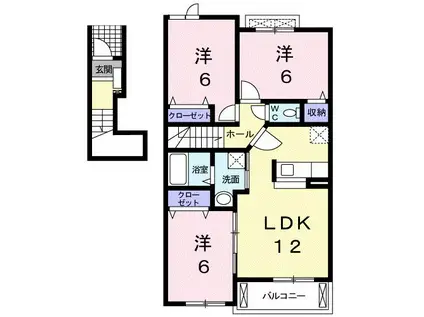 クリスタルD(3LDK/2階)の間取り写真